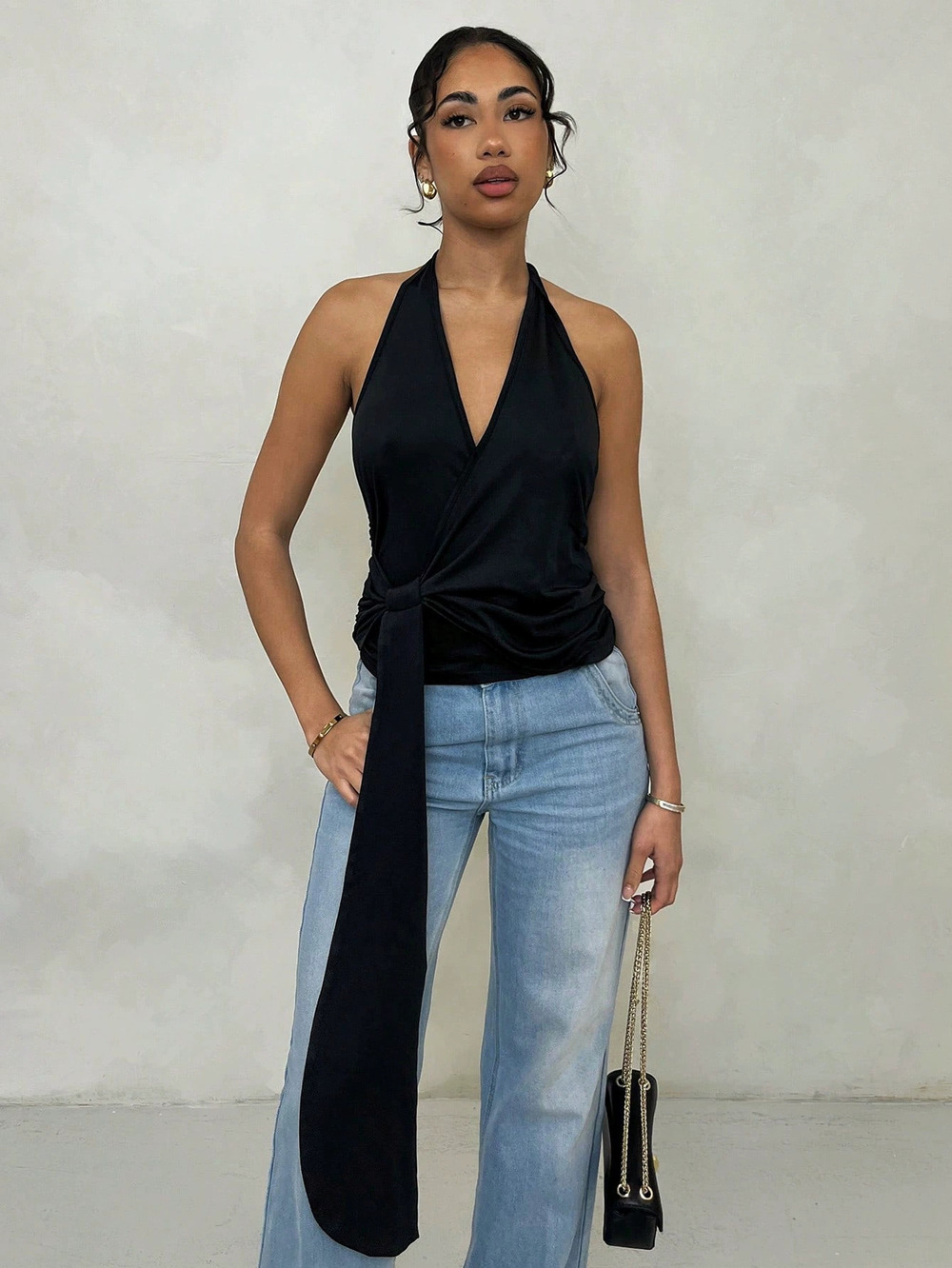 ZARA Summer French Chic Halter Neck Backless Tank Top